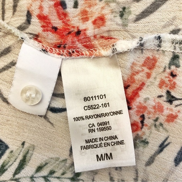 Hilary Radley Floral Tropical Pattern Boho Festival Button Down Shirt Blouse. - Picture 6 of 16